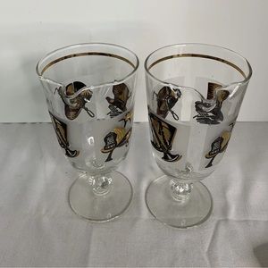Set Of 2 Libbey Cocktail Mixing Stem Glass Barware Vtg MCM
